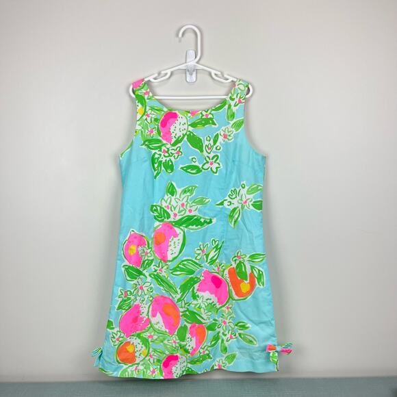 Lilly Pulitzer Girls Little Delia Dress Pool Blue Pink Lemonade 14 - Picture 1 of 11